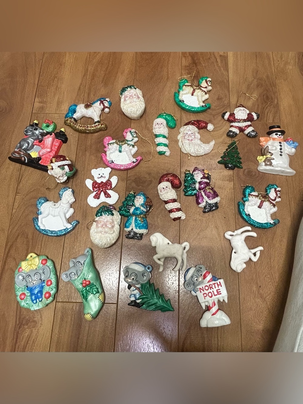 Vintage 1970s Handmade Plaster Mold Christmas Ornaments Lot of 22